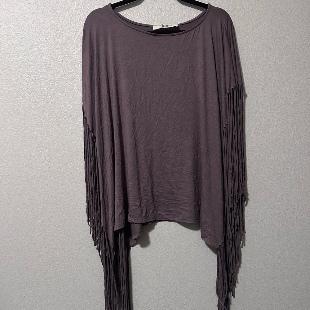 Fringe Blouse in Dark Gray